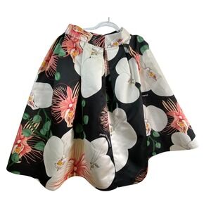 Orchids Floral A-Line Skirt Made In Italy Size Small Boho Y2k Retro Garden Luxe
